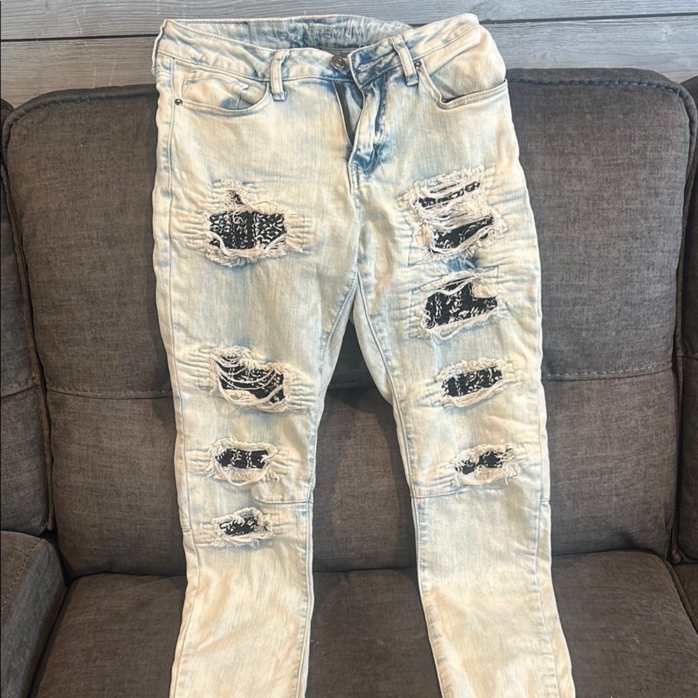 Rue21 Blue Skinny Distressed Jeans